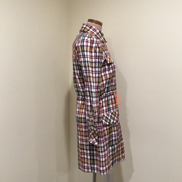 NWT Veronica Beard Corrine Shirt Dress Shirtdress Size 0 Red Multicolored Plaid - Picture 4 of 13